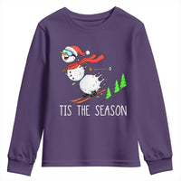Funny Skiing Snowman Youth Sweatshirt Funny Tis The Season Snow Ski Lover Skier - undefined