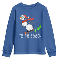 Funny Skiing Snowman Youth Sweatshirt Funny Tis The Season Snow Ski Lover Skier - undefined