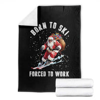 Skiing Santa Christmas Throw Blanket Funny Born to Ski Forced to Work - Wonder Print Shop