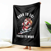 Skiing Santa Christmas Throw Blanket Funny Born to Ski Forced to Work - Wonder Print Shop