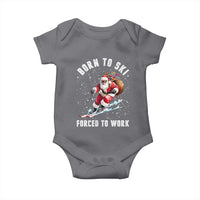 Skiing Santa Christmas Baby Onesie Funny Born to Ski Forced to Work - Wonder Print Shop
