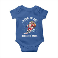 Skiing Santa Christmas Baby Onesie Funny Born to Ski Forced to Work - Wonder Print Shop