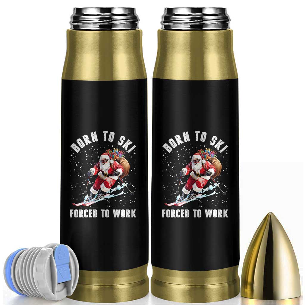 Skiing Santa Christmas Bullet Tumbler Funny Born to Ski Forced to Work - Wonder Print Shop