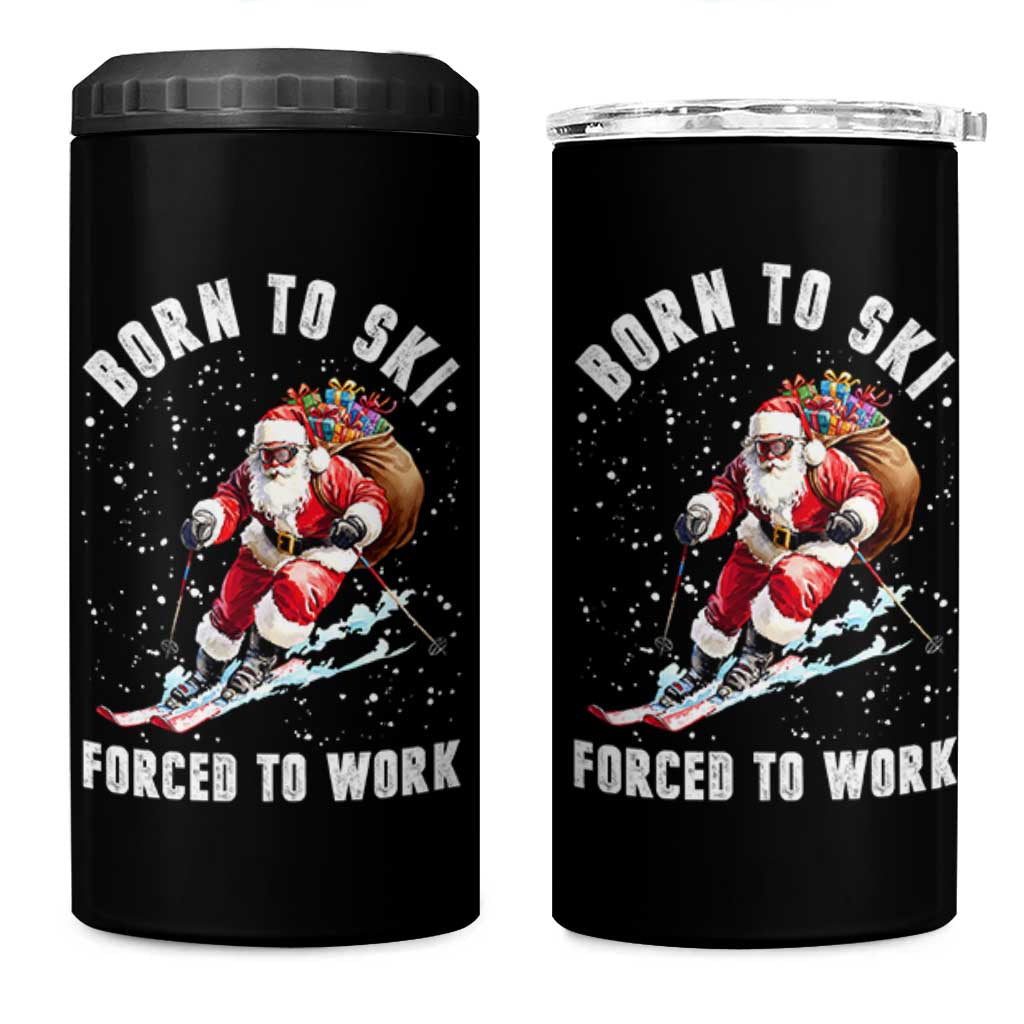 Skiing Santa Christmas 4 in 1 Can Cooler Tumbler Funny Born to Ski Forced to Work - Wonder Print Shop