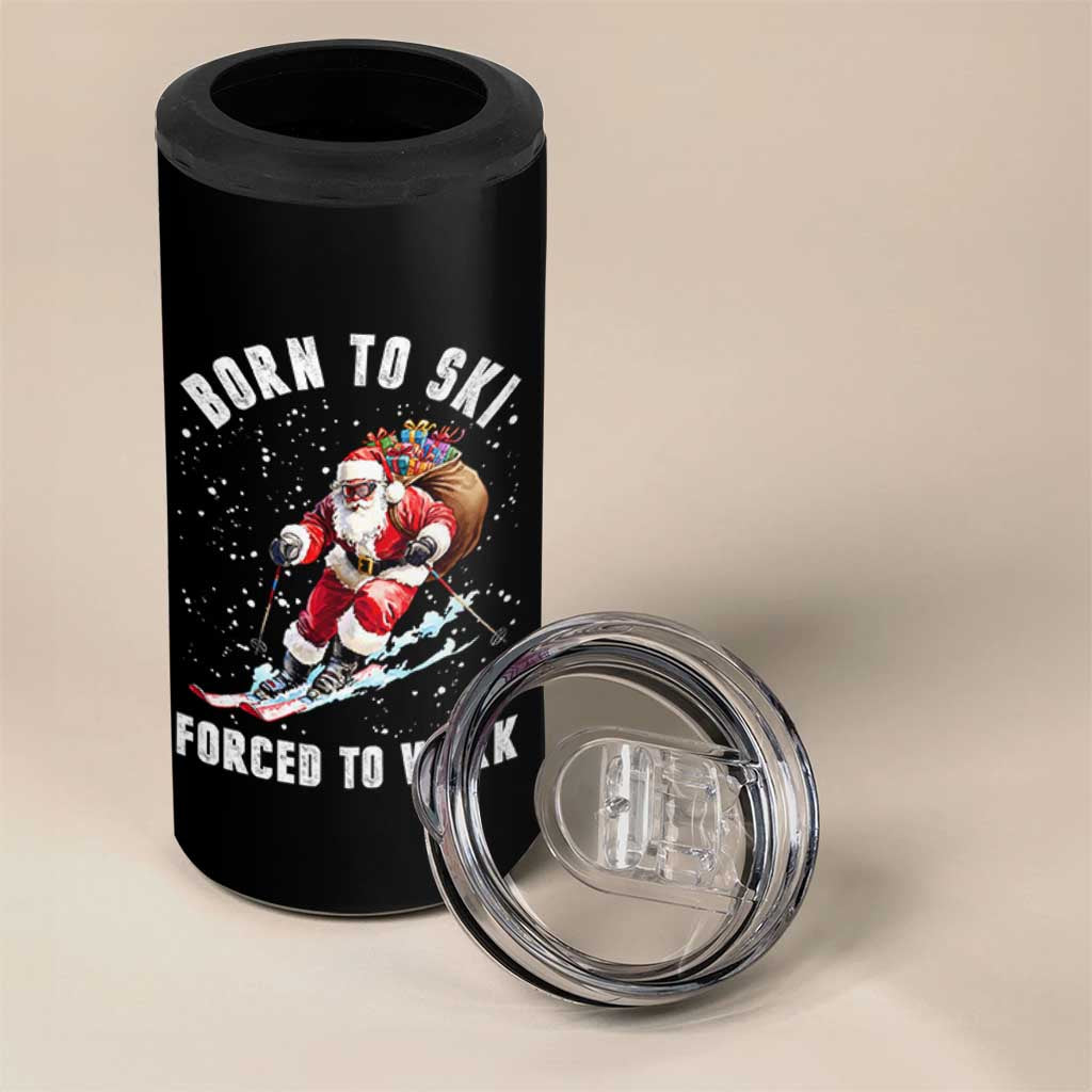 Skiing Santa Christmas 4 in 1 Can Cooler Tumbler Funny Born to Ski Forced to Work - Wonder Print Shop