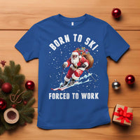 Skiing Santa Christmas T Shirt Funny Born to Ski Forced to Work - Wonder Print Shop