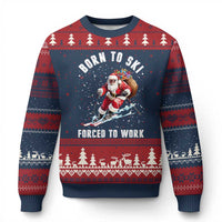 Skiing Santa Xmas Ugly Christmas Sweater Funny Born to Ski Forced to Work - undefined
