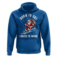 Skiing Santa Christmas Hoodie Funny Born to Ski Forced to Work - Wonder Print Shop