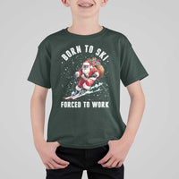 Skiing Santa Christmas T Shirt For Kid Funny Born to Ski Forced to Work - Wonder Print Shop