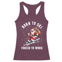 Skiing Santa Christmas Racerback Tank Top Funny Born to Ski Forced to Work - Wonder Print Shop