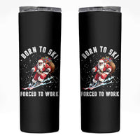 Skiing Santa Christmas Skinny Tumbler Funny Born to Ski Forced to Work - Wonder Print Shop