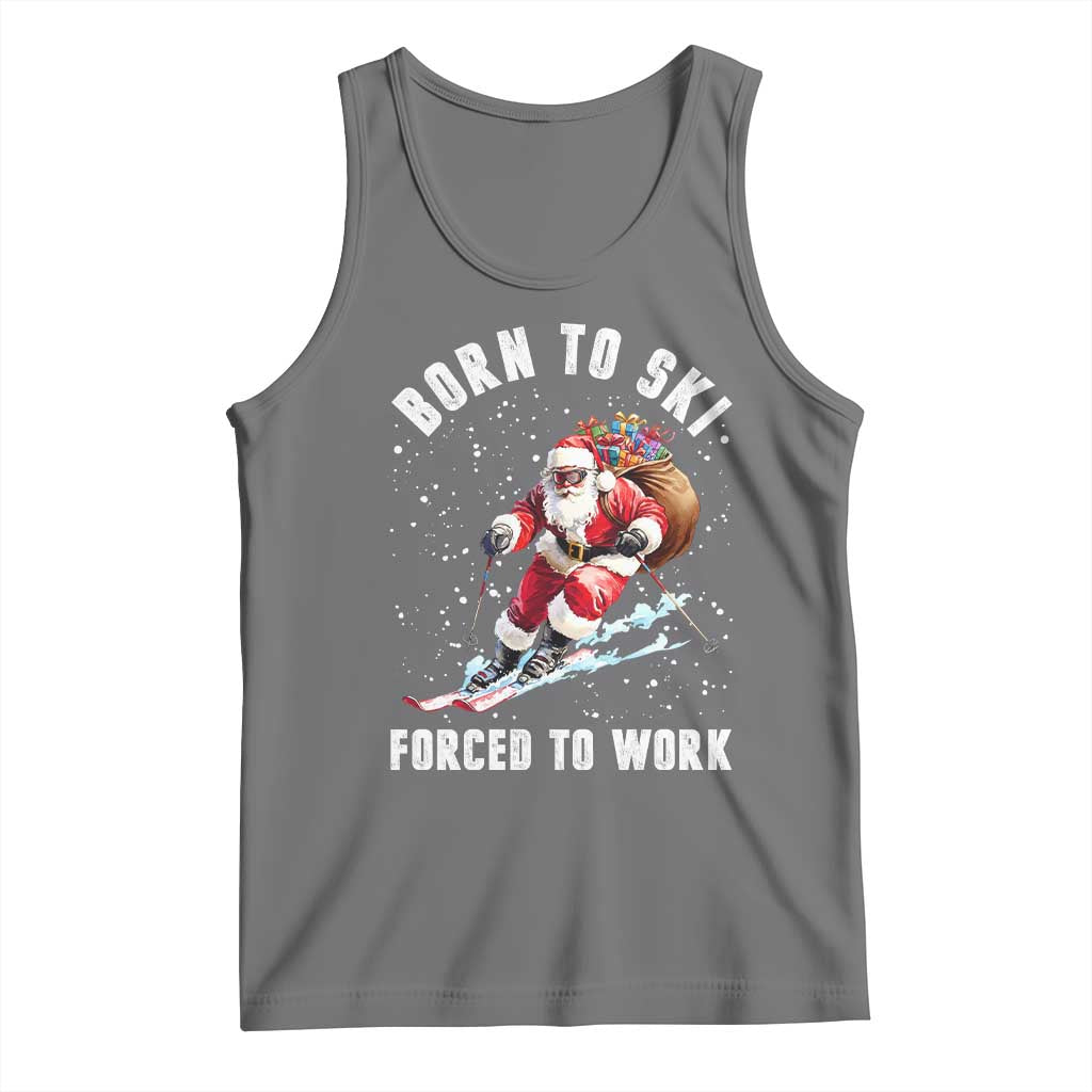 Skiing Santa Christmas Tank Top Funny Born to Ski Forced to Work - Wonder Print Shop