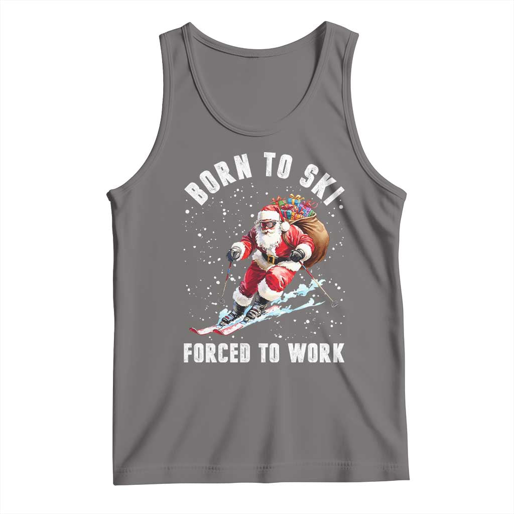Skiing Santa Christmas Tank Top Funny Born to Ski Forced to Work - Wonder Print Shop