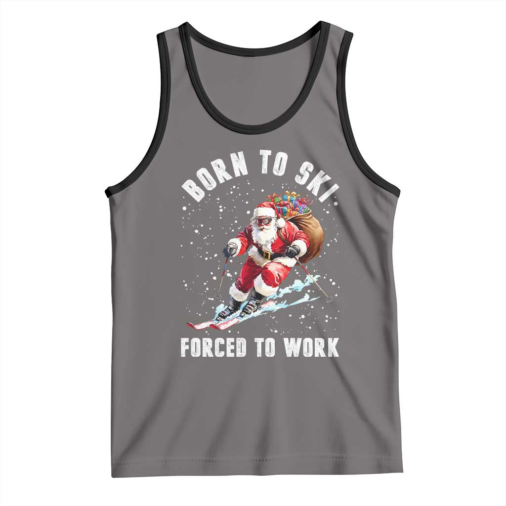 Skiing Santa Christmas Tank Top Funny Born to Ski Forced to Work - Wonder Print Shop