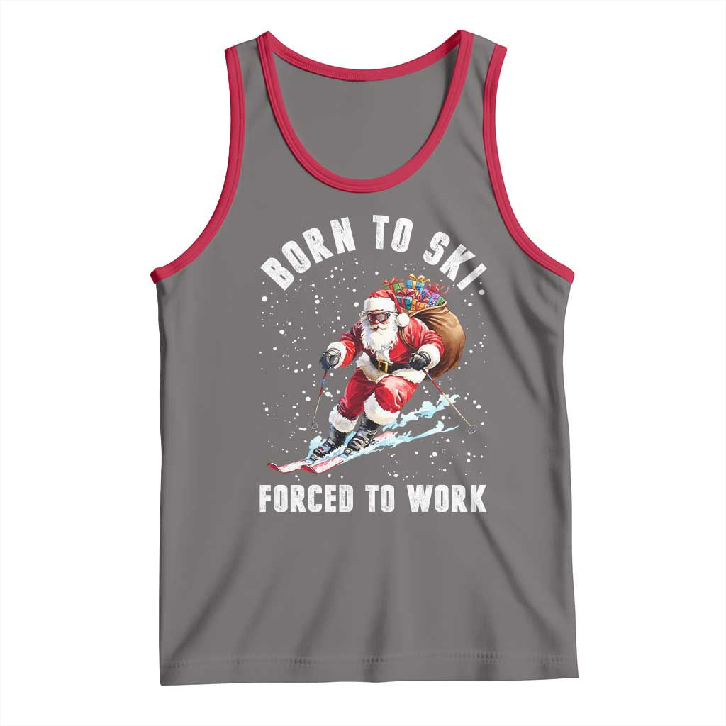 Skiing Santa Christmas Tank Top Funny Born to Ski Forced to Work - Wonder Print Shop