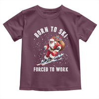 Skiing Santa Christmas Toddler T Shirt Funny Born to Ski Forced to Work - Wonder Print Shop