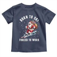 Skiing Santa Christmas Toddler T Shirt Funny Born to Ski Forced to Work - Wonder Print Shop