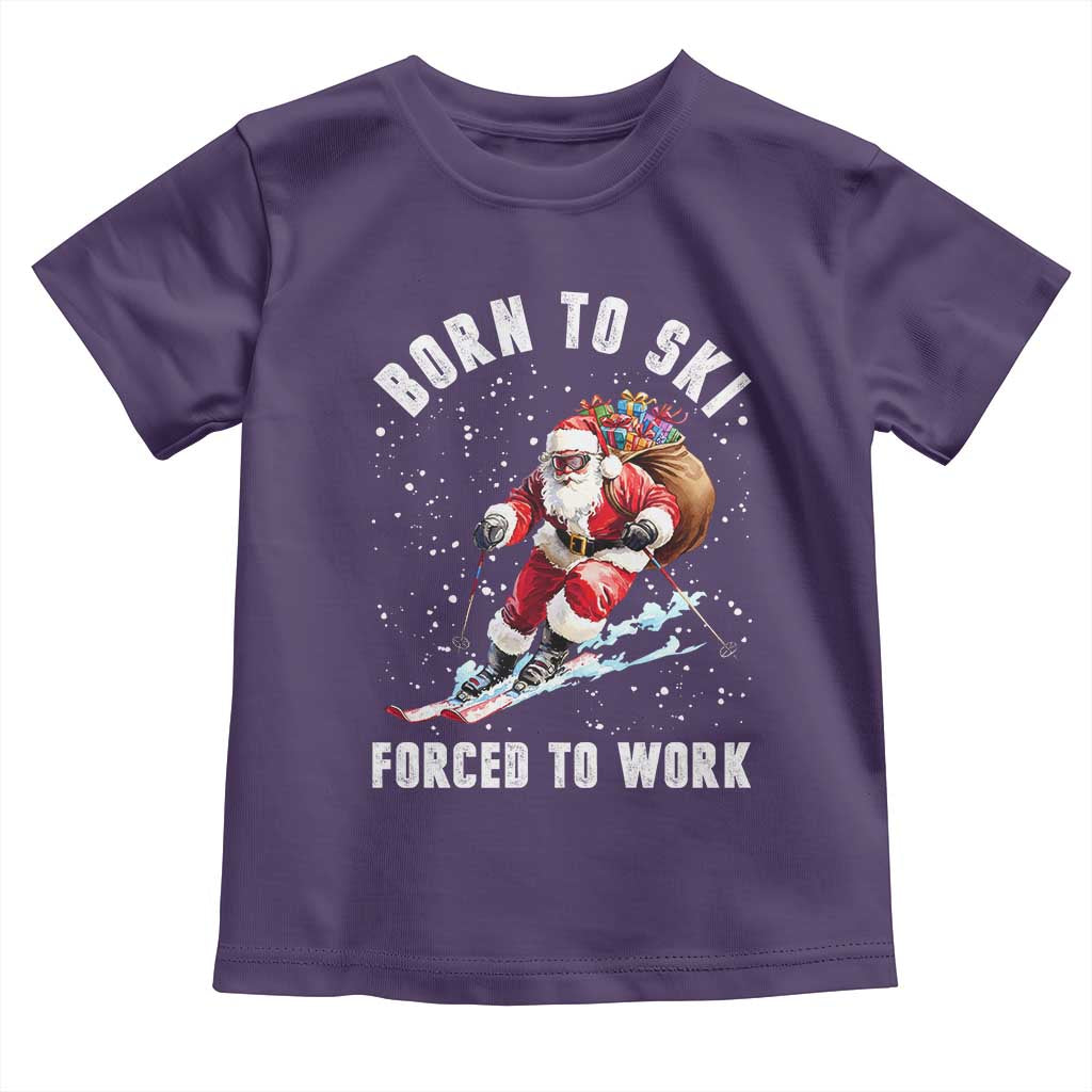 Skiing Santa Christmas Toddler T Shirt Funny Born to Ski Forced to Work - Wonder Print Shop