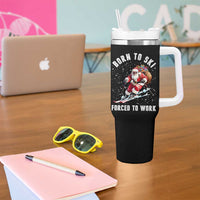 Skiing Santa Christmas Tumbler With Handle Funny Born to Ski Forced to Work - Wonder Print Shop