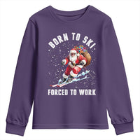 Skiing Santa Christmas Youth Sweatshirt Funny Born to Ski Forced to Work - Wonder Print Shop