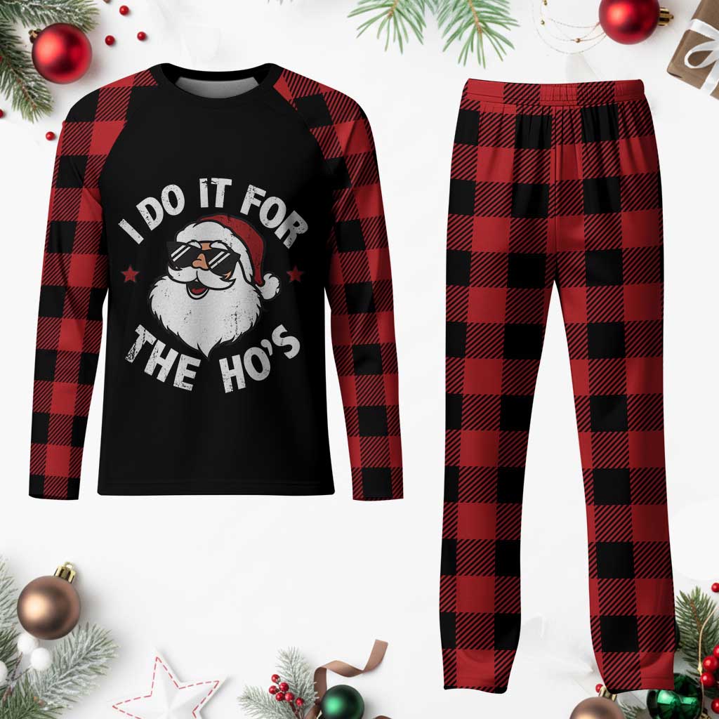 I Do It For The Ho's Plaid Pajama Set Funny Inappropriate Santa Christmas - Wonder Print Shop