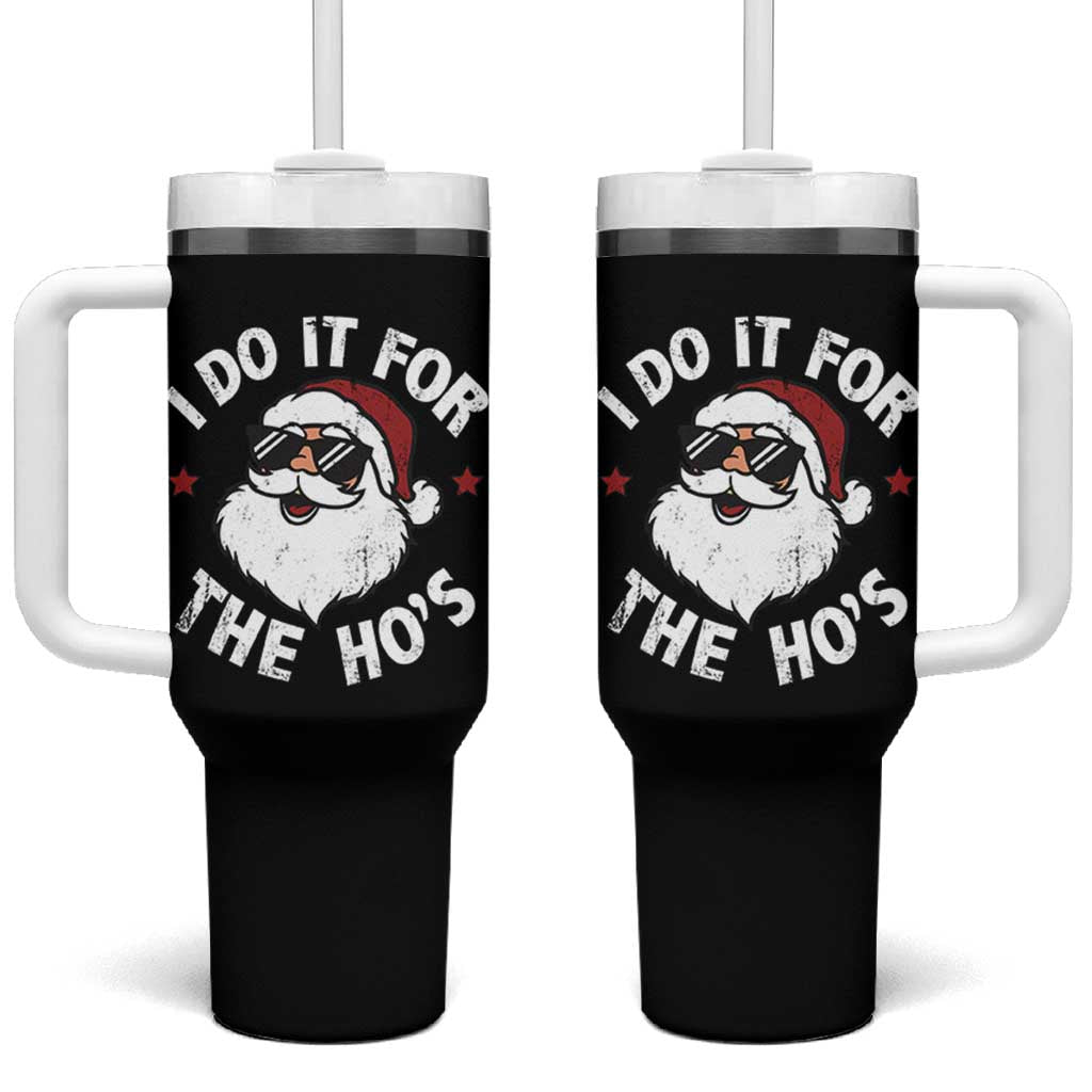 I Do It For The Ho's Tumbler With Handle Funny Inappropriate Santa Christmas - Wonder Print Shop