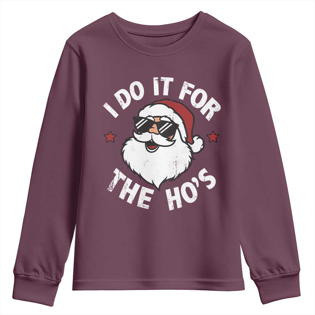 I Do It For The Ho's Youth Sweatshirt Funny Inappropriate Santa Christmas - Wonder Print Shop