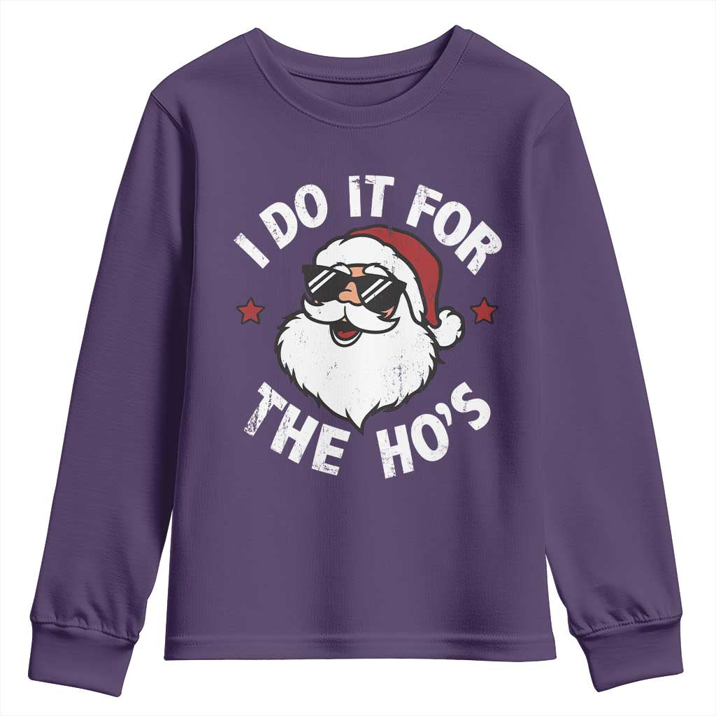 I Do It For The Ho's Youth Sweatshirt Funny Inappropriate Santa Christmas - Wonder Print Shop