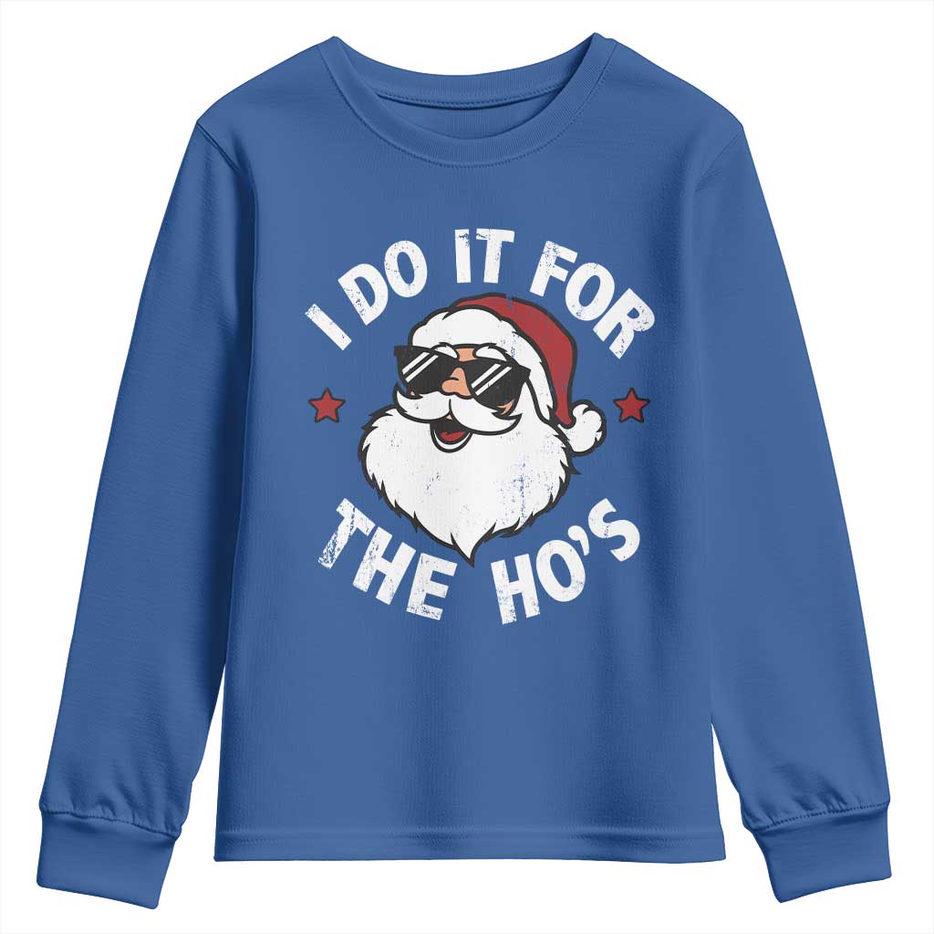 I Do It For The Ho's Youth Sweatshirt Funny Inappropriate Santa Christmas - Wonder Print Shop