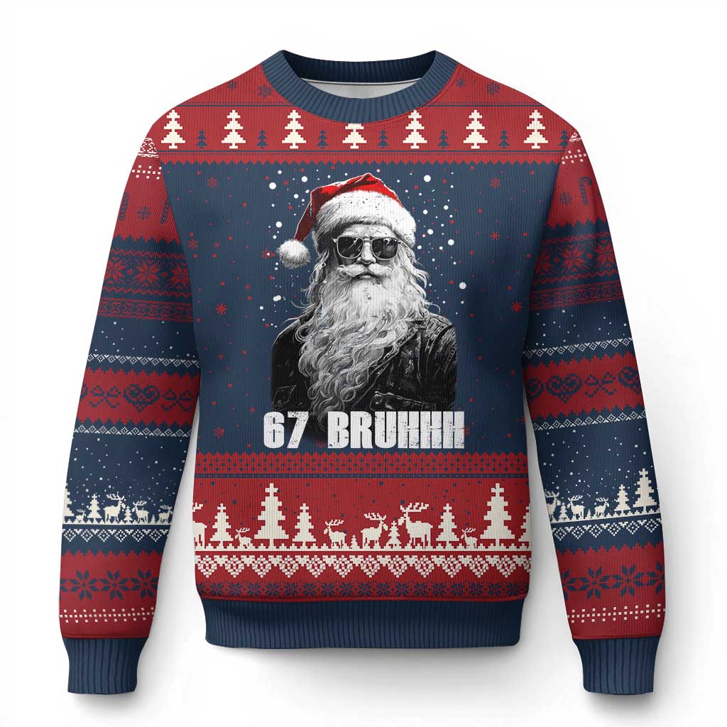 Cool Santa Claus Six Seven 67 Meme Ugly Christmas Sweater Funny 6 7 Gen Alpha Slang Viral Meme - Wonder Print Shop