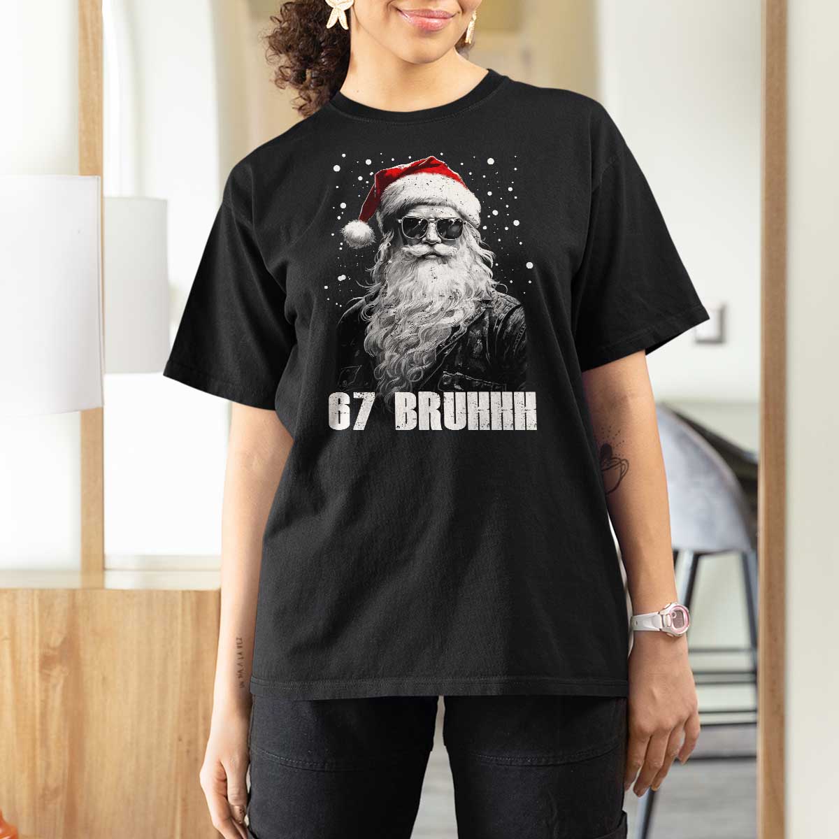 Cool Santa Claus Six Seven 67 Meme T Shirt For Women Funny 6 7 Gen Alpha Slang Viral Meme - Wonder Print Shop