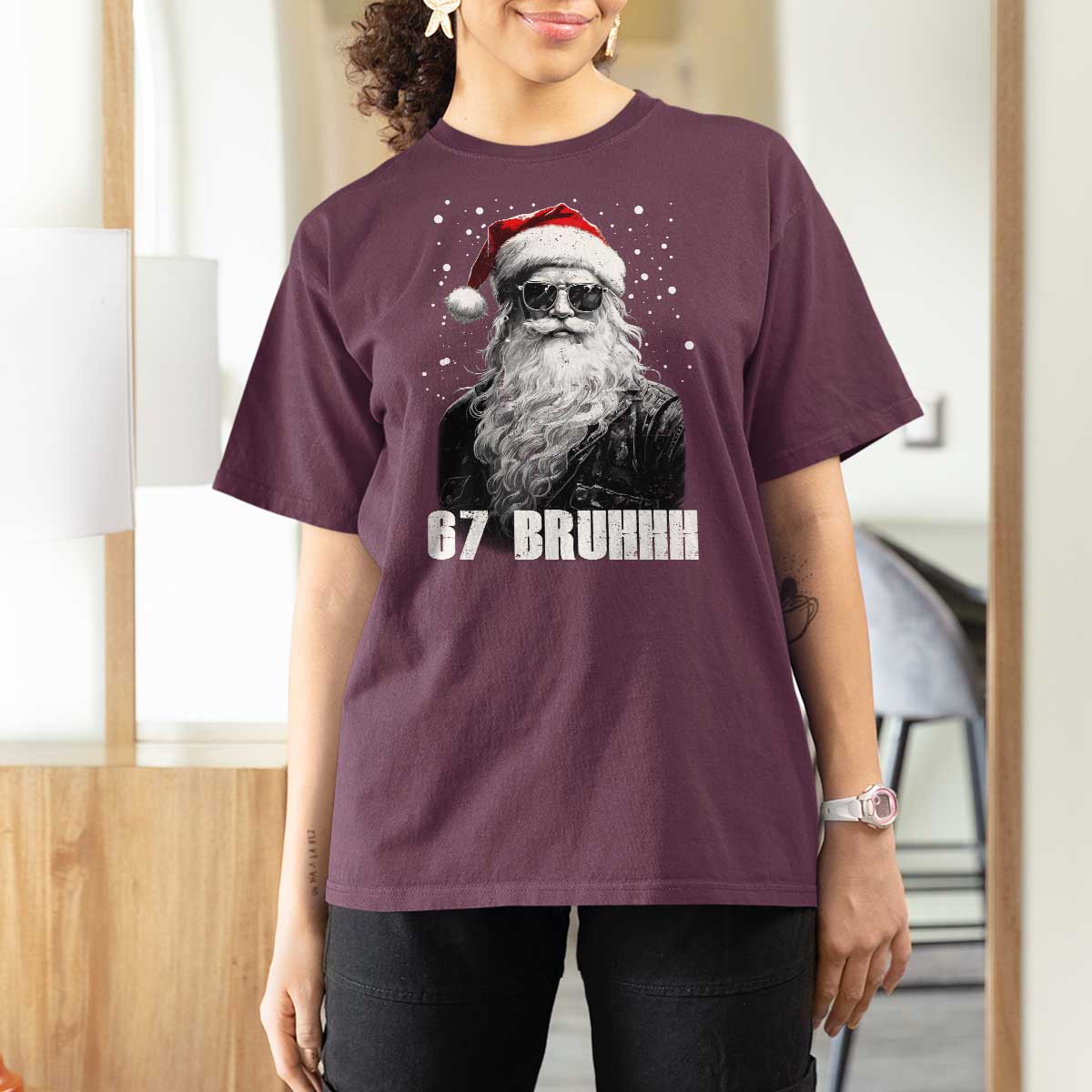Cool Santa Claus Six Seven 67 Meme T Shirt For Women Funny 6 7 Gen Alpha Slang Viral Meme - Wonder Print Shop