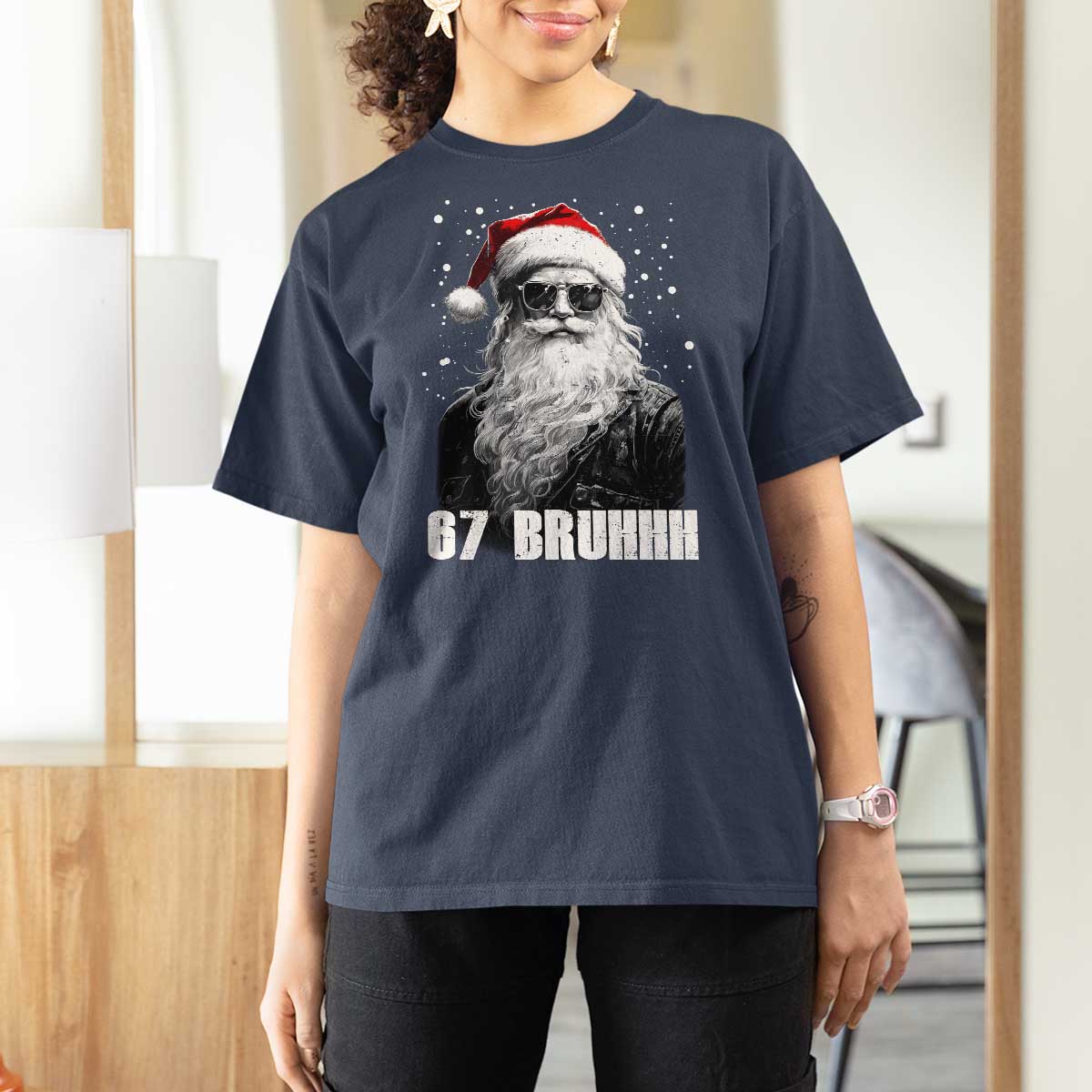 Cool Santa Claus Six Seven 67 Meme T Shirt For Women Funny 6 7 Gen Alpha Slang Viral Meme - Wonder Print Shop