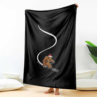 Christmas Bigfoot Skiing Throw Blanket Funny Santa Sasquatch Ski Lover Mountain Skier Winter Sports - Wonder Print Shop