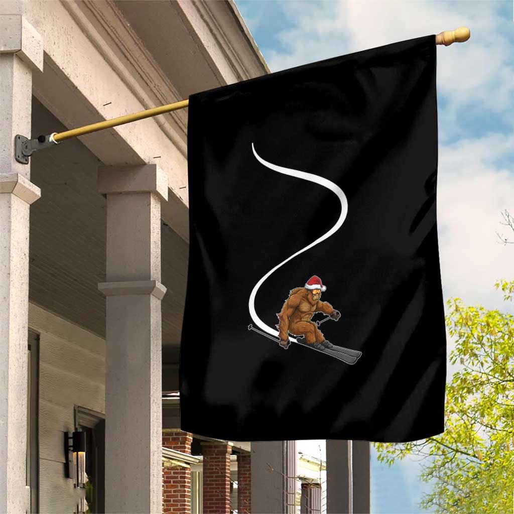 Christmas Bigfoot Skiing Garden Flag Funny Santa Sasquatch Ski Lover Mountain Skier Winter Sports - Wonder Print Shop