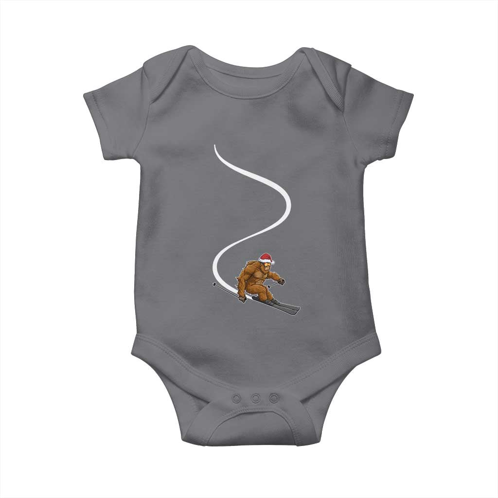 Christmas Bigfoot Skiing Baby Onesie Funny Santa Sasquatch Ski Lover Mountain Skier Winter Sports - Wonder Print Shop