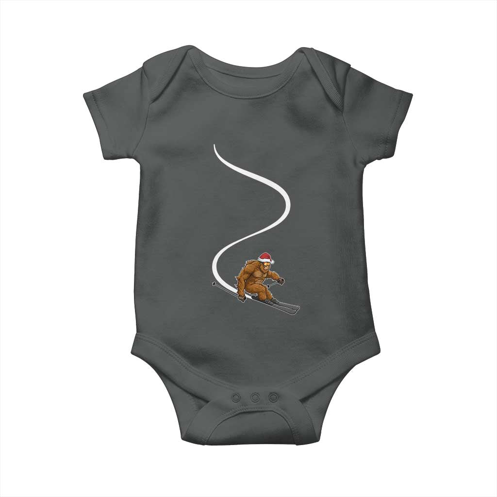 Christmas Bigfoot Skiing Baby Onesie Funny Santa Sasquatch Ski Lover Mountain Skier Winter Sports - Wonder Print Shop
