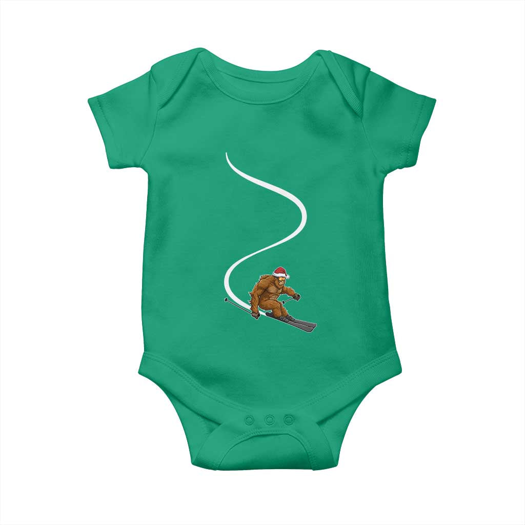 Christmas Bigfoot Skiing Baby Onesie Funny Santa Sasquatch Ski Lover Mountain Skier Winter Sports - Wonder Print Shop