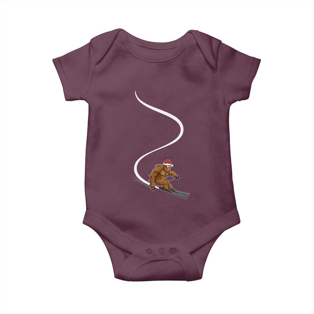 Christmas Bigfoot Skiing Baby Onesie Funny Santa Sasquatch Ski Lover Mountain Skier Winter Sports - Wonder Print Shop