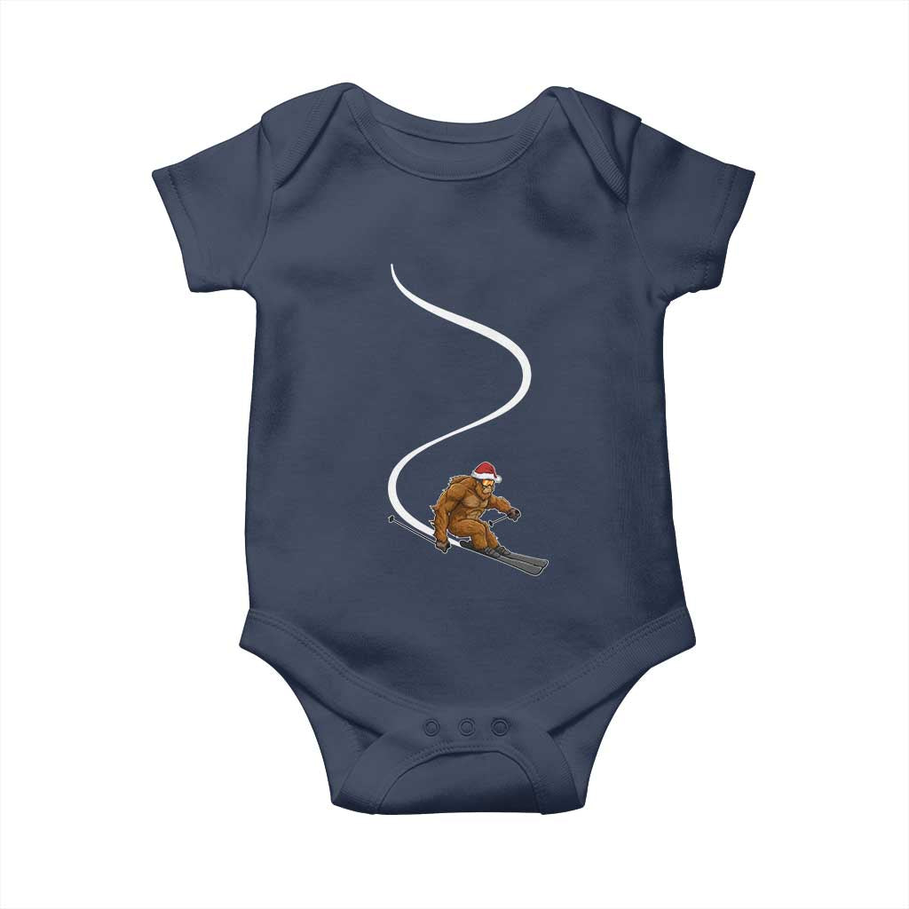 Christmas Bigfoot Skiing Baby Onesie Funny Santa Sasquatch Ski Lover Mountain Skier Winter Sports - Wonder Print Shop