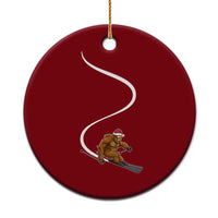 Christmas Bigfoot Skiing Ceramic Ornament Funny Santa Sasquatch Ski Lover Mountain Skier Winter Sports - Wonder Print Shop