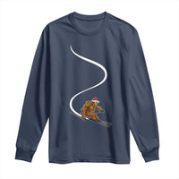 Christmas Bigfoot Skiing Long Sleeve Shirt Funny Santa Sasquatch Ski Lover Mountain Skier Winter Sports - Wonder Print Shop