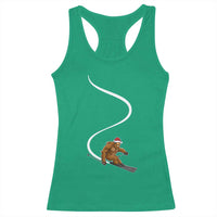 Christmas Bigfoot Skiing Racerback Tank Top Funny Santa Sasquatch Ski Lover Mountain Skier Winter Sports - Wonder Print Shop