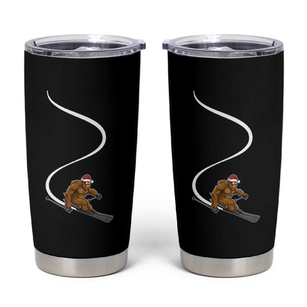 Christmas Bigfoot Skiing Tumbler Cup Funny Santa Sasquatch Ski Lover Mountain Skier Winter Sports - Wonder Print Shop
