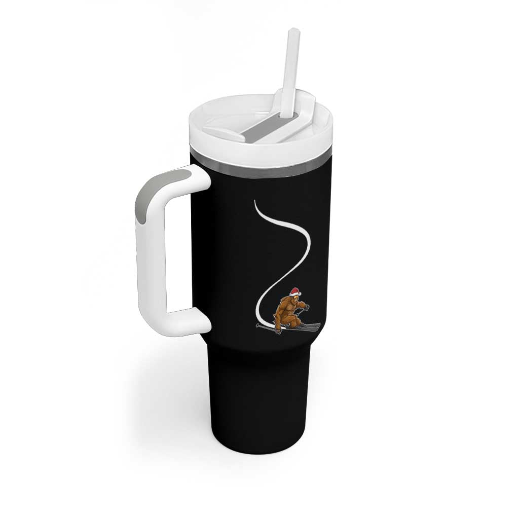Christmas Bigfoot Skiing Tumbler With Handle Funny Santa Sasquatch Ski Lover Mountain Skier Winter Sports - Wonder Print Shop