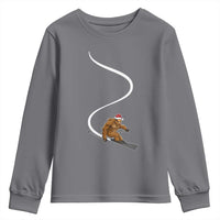 Christmas Bigfoot Skiing Youth Sweatshirt Funny Santa Sasquatch Ski Lover Mountain Skier Winter Sports - Wonder Print Shop