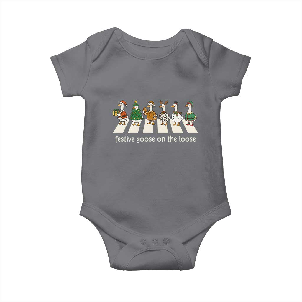 Funny Christmas Goose Baby Onesie Festive Goose On The Loose Xmas Meme - Wonder Print Shop