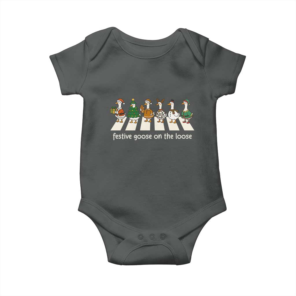 Funny Christmas Goose Baby Onesie Festive Goose On The Loose Xmas Meme - Wonder Print Shop
