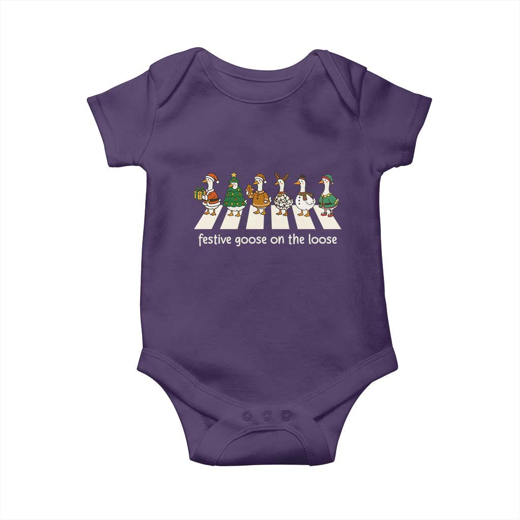 Funny Christmas Goose Baby Onesie Festive Goose On The Loose Xmas Meme - Wonder Print Shop
