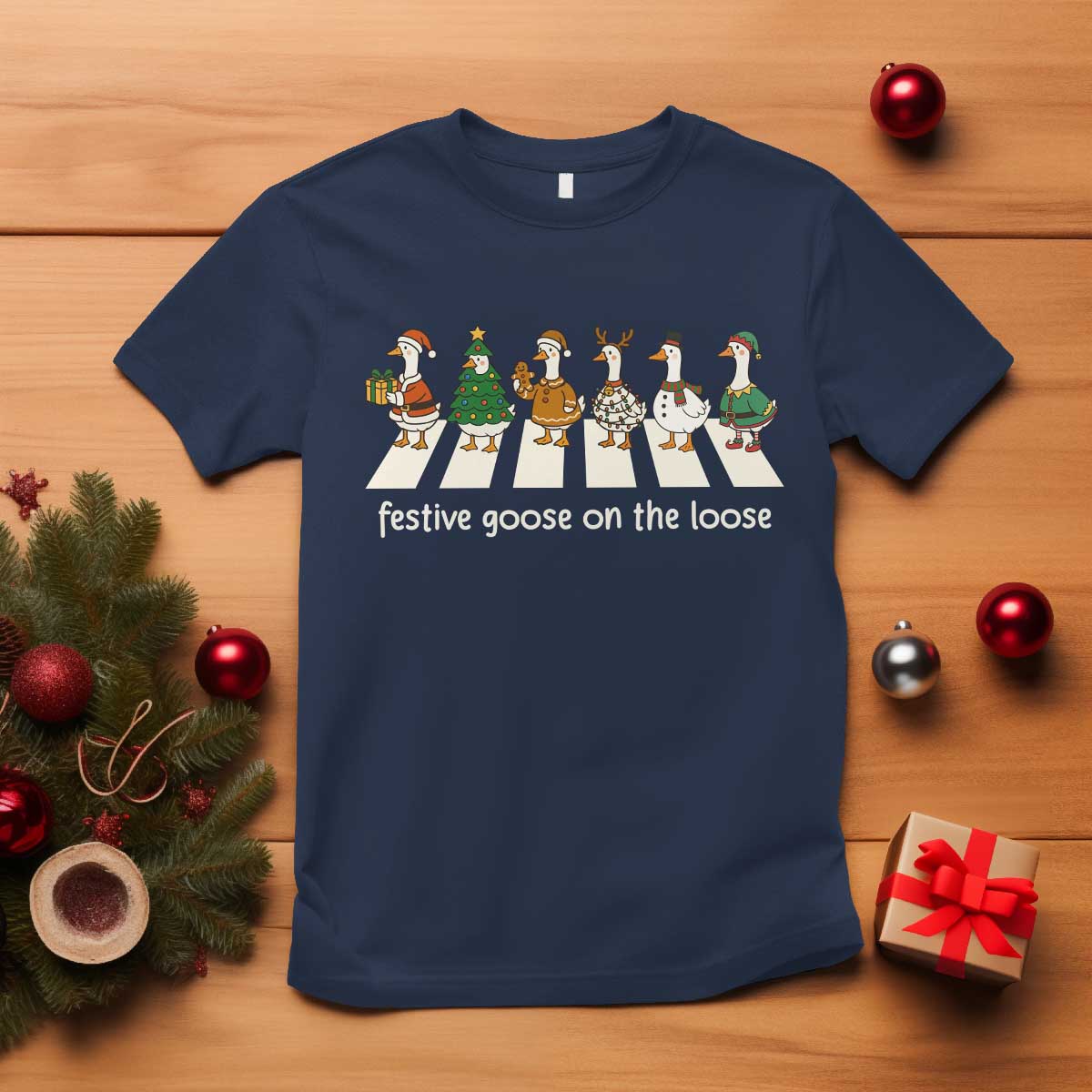 Funny Christmas Goose T Shirt Festive Goose On The Loose Xmas Meme - Wonder Print Shop